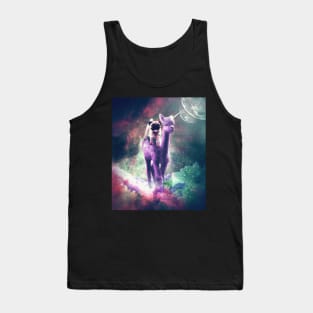 Funny Space Pug Riding On Alpaca Unicorn Tank Top